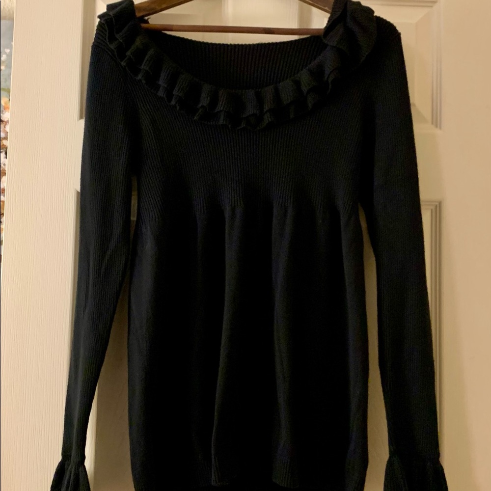 Black ruffled sweater